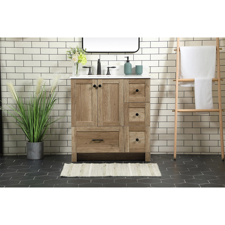 Elegant Bathroom Vanity - Natural Oak (VF2832NT-BS)
