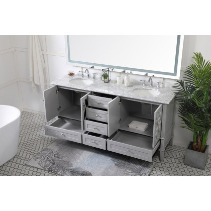 Elegant Bathroom Vanity - Gray, L 72" (VF30272DGR)