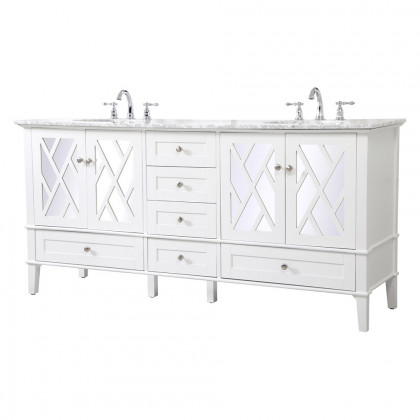 Elegant Bathroom Vanity - White, L 72" (VF30272DWH)