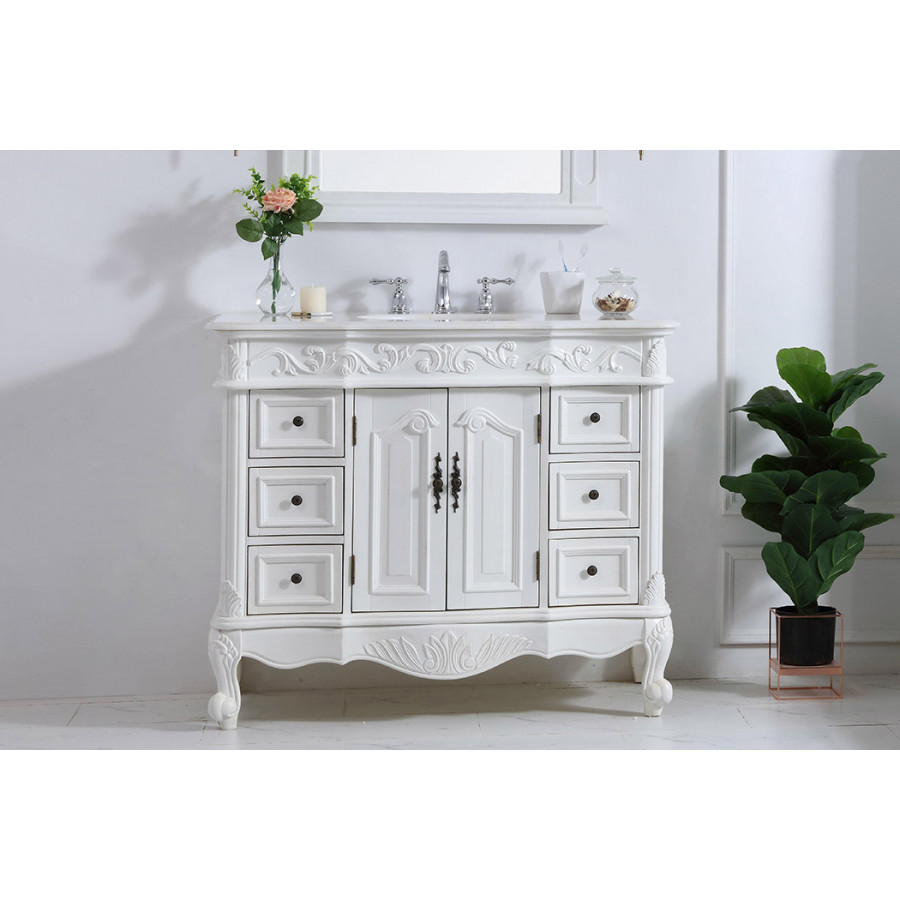 Elegant Bathroom Vanity - Antique White, L 42" (VF38842AW)