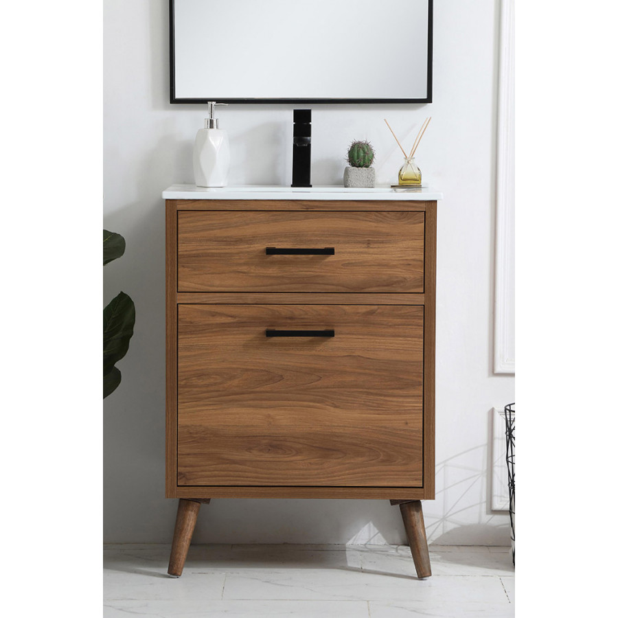 Elegant Bathroom Vanity - Walnut Brown, L 24" (VF41024WB)