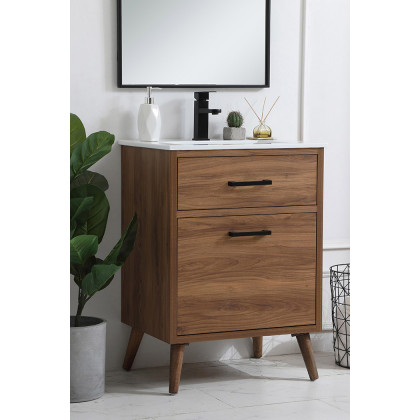 Elegant Bathroom Vanity - Walnut Brown, L 24" (VF41024WB)