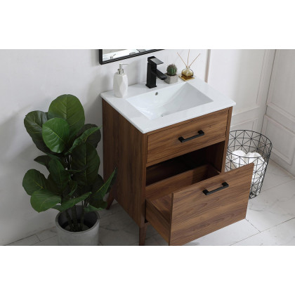 Elegant Bathroom Vanity - Walnut Brown, L 24" (VF41024WB)
