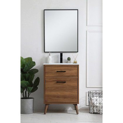 Elegant Bathroom Vanity - Walnut Brown, L 24" (VF41024WB)