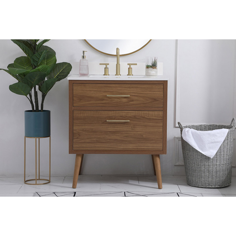Elegant Bathroom Vanity - Walnut Brown (VF41030WB-BS)
