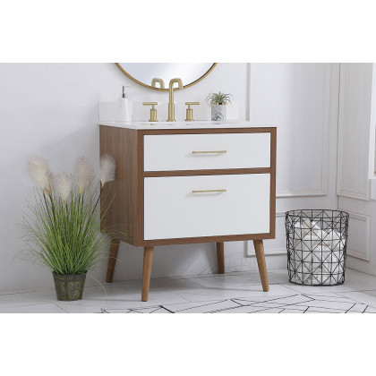 Elegant Bathroom Vanity - White (VF41030WH-BS)