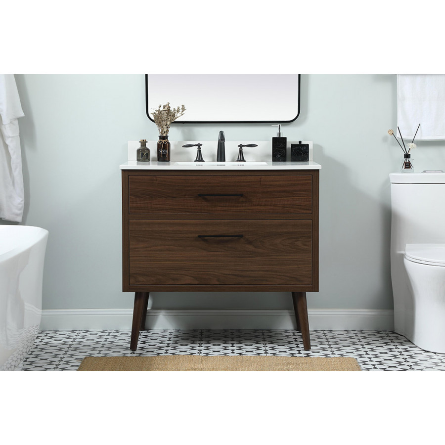 Elegant Bathroom Vanity - Walnut (VF41036MWT-BS)