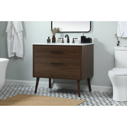 Elegant Bathroom Vanity - Walnut (VF41036MWT-BS)