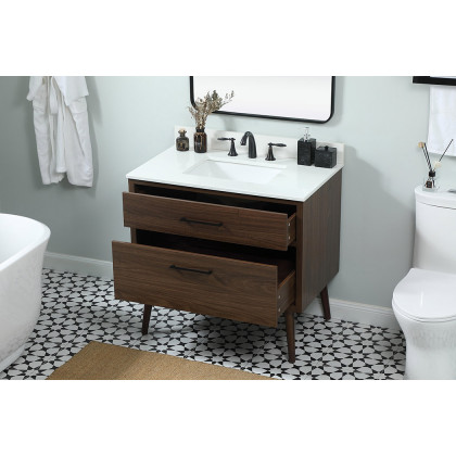 Elegant Bathroom Vanity - Walnut (VF41036MWT-BS)
