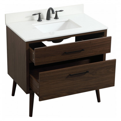 Elegant Bathroom Vanity - Walnut (VF41036MWT-BS)