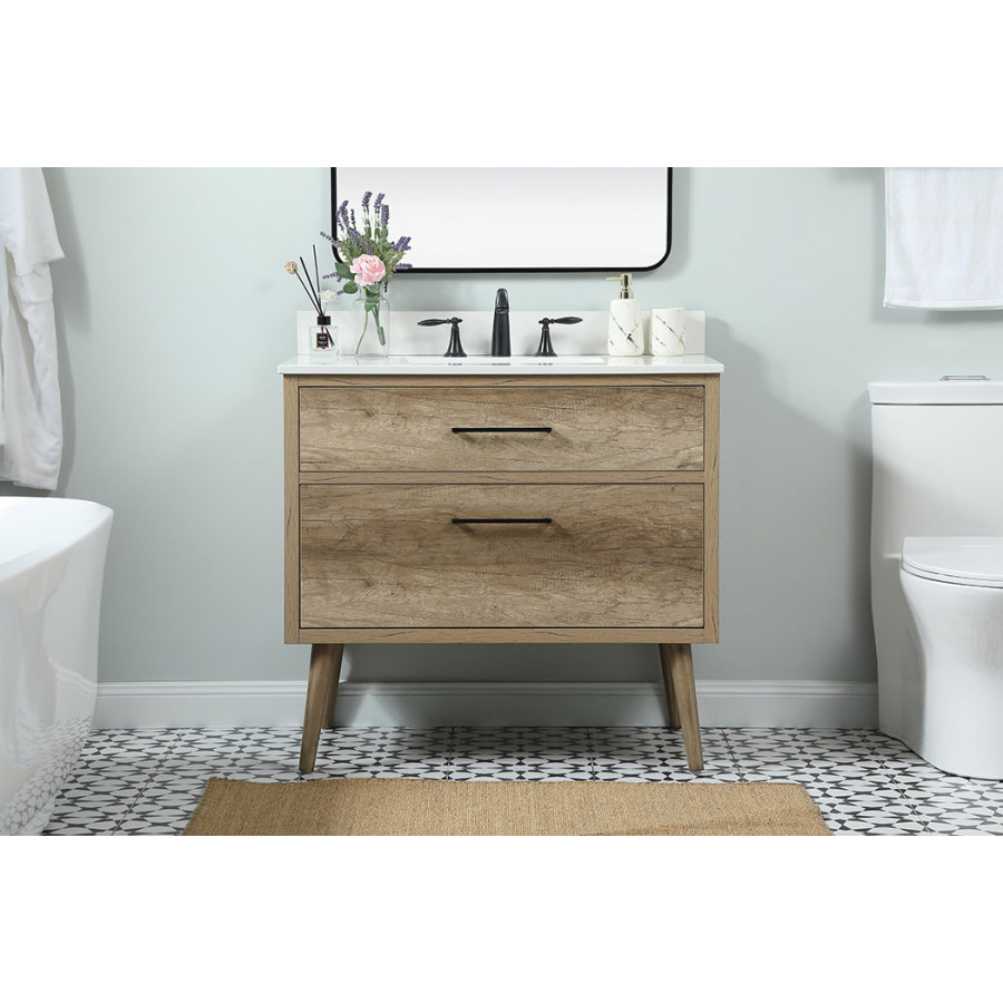 Elegant Bathroom Vanity - Natural Oak (VF41036NT-BS)