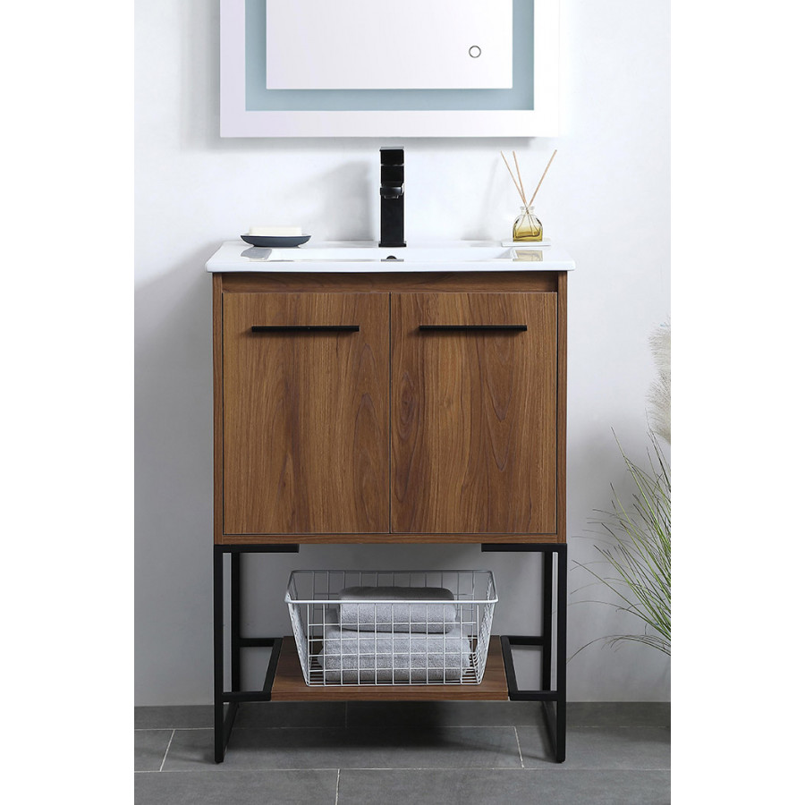 Elegant Bathroom Vanity - Walnut Brown, L 24" (VF42024WB)