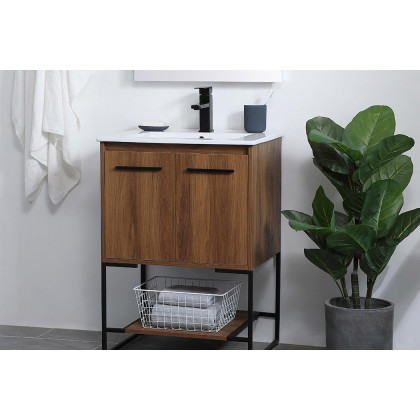 Elegant Bathroom Vanity - Walnut Brown, L 24" (VF42024WB)