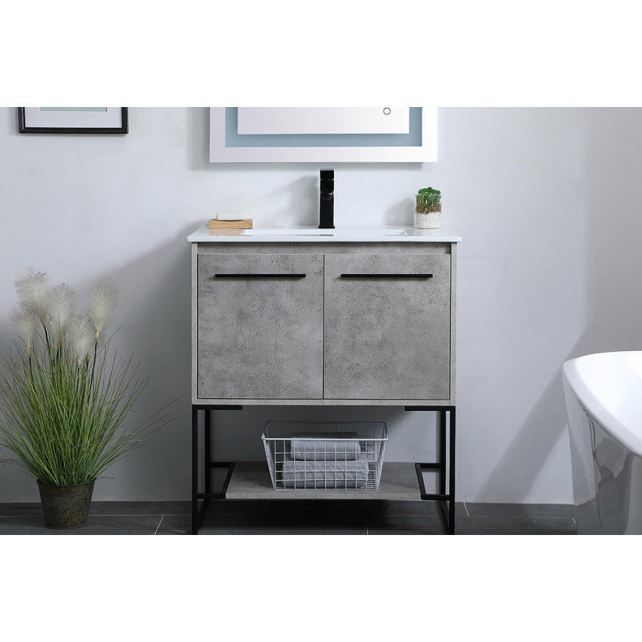 Elegant Bathroom Vanity - Concrete Gray, L 30" (VF42030CG)