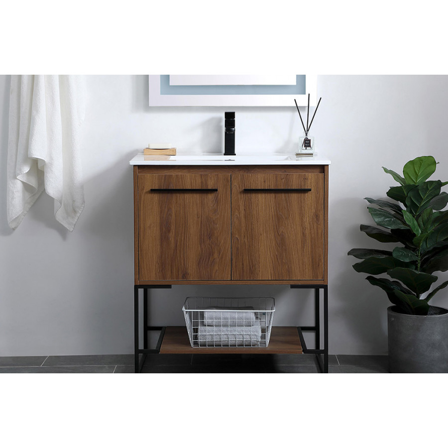Elegant Bathroom Vanity - Walnut Brown, L 30" (VF42030WB)