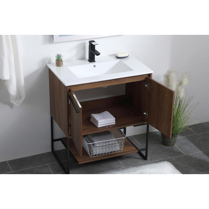 Elegant Bathroom Vanity - Walnut Brown, L 30" (VF42030WB)