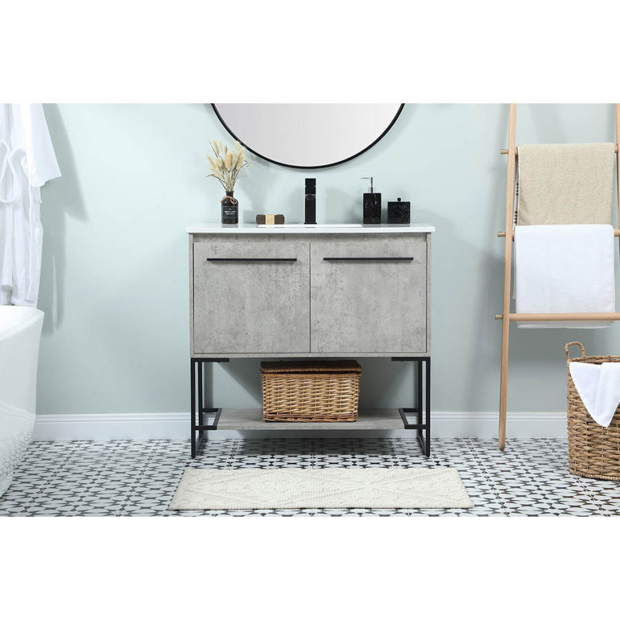 Elegant Bathroom Vanity - Concrete Gray (VF42536MCG)