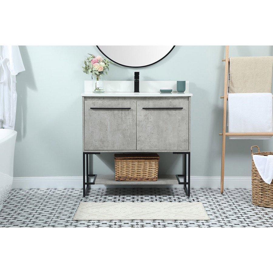 Elegant Bathroom Vanity - Concrete Gray (VF42536MCG-BS)