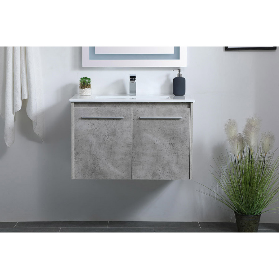Elegant Bathroom Vanity - Concrete Gray, L 30" (VF44030CG)
