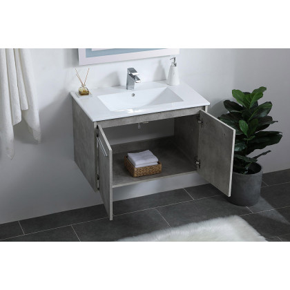 Elegant Bathroom Vanity - Concrete Gray, L 30" (VF44030CG)