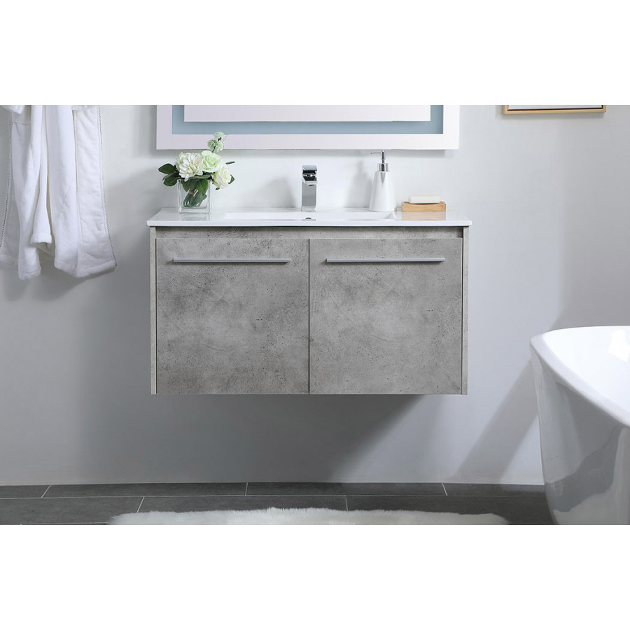 Elegant Bathroom Vanity - Concrete Gray, L 36" (VF44036CG)