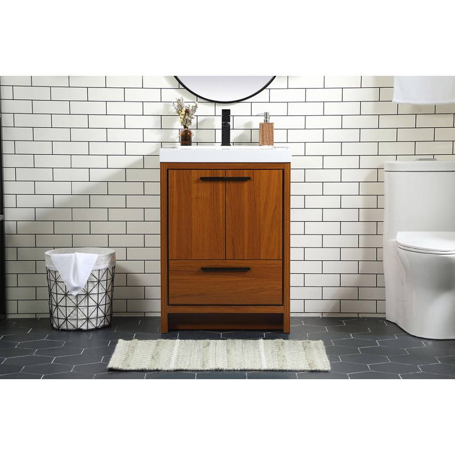 Elegant Bathroom Vanity - Teak, L 24" (VF46024MTK)