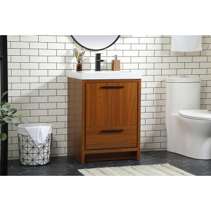 Elegant Bathroom Vanity - Teak, L 24" (VF46024MTK)