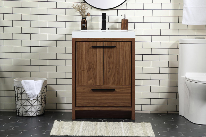Elegant™ VF46024WB Bathroom Vanity - Walnut Brown, L 24"