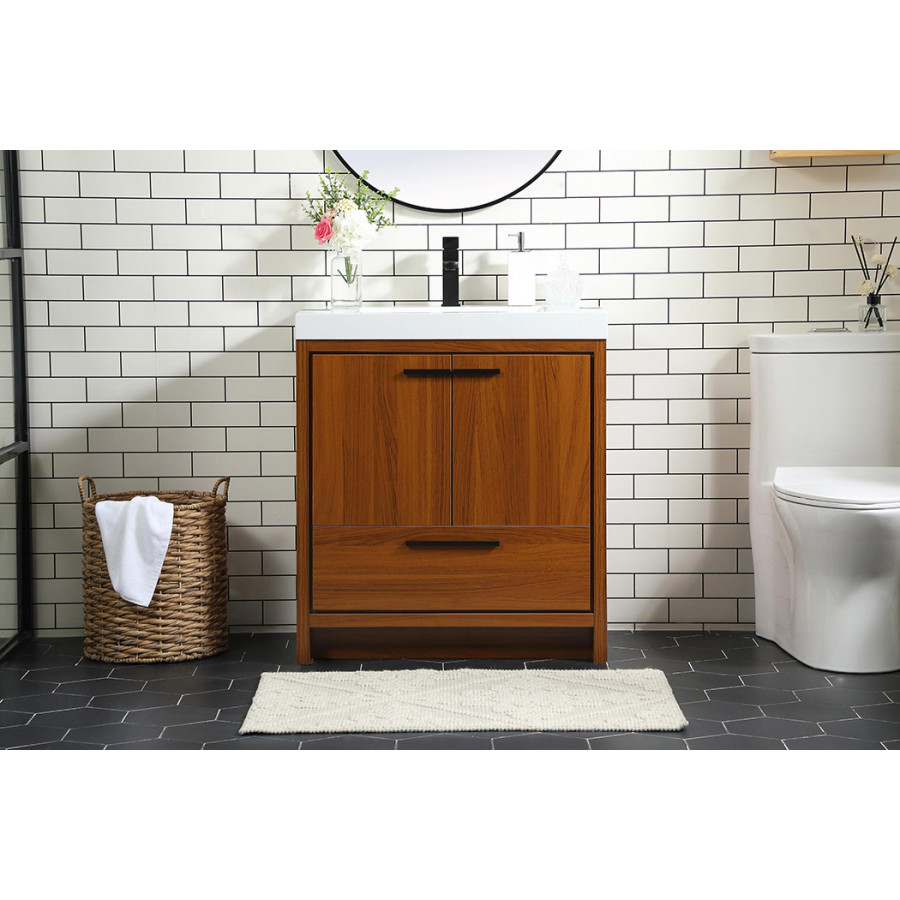 Elegant Bathroom Vanity - Teak, L 30" (VF46030MTK)