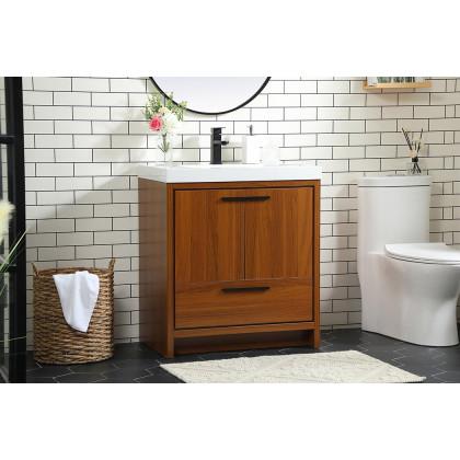 Elegant Bathroom Vanity - Teak, L 30" (VF46030MTK)