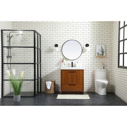 Elegant Bathroom Vanity - Teak, L 30" (VF46030MTK)