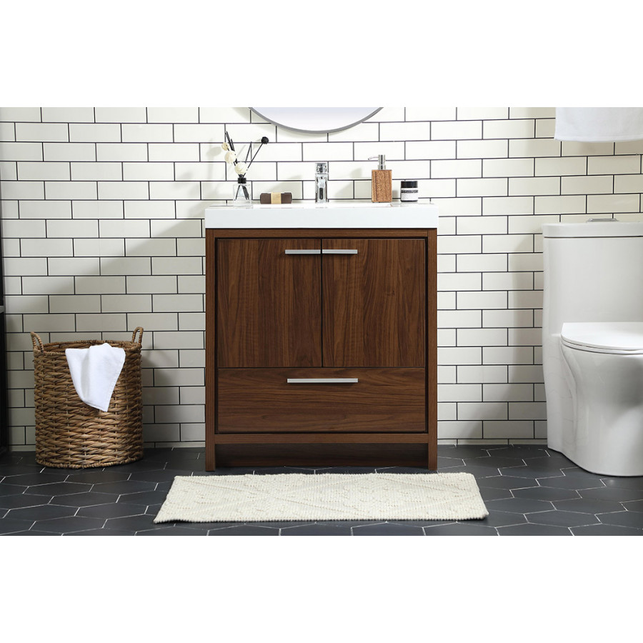 Elegant Bathroom Vanity - Walnut, L 30" (VF46030MWT)