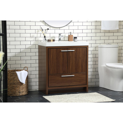 Elegant Bathroom Vanity - Walnut, L 30" (VF46030MWT)