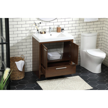 Elegant Bathroom Vanity - Walnut, L 30" (VF46030MWT)