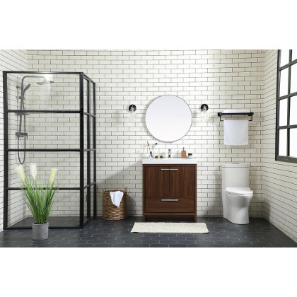Elegant Bathroom Vanity - Walnut, L 30" (VF46030MWT)