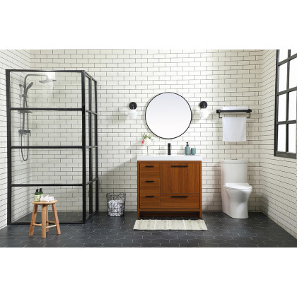 Elegant Bathroom Vanity - Teak, L 36" (VF46036MTK)