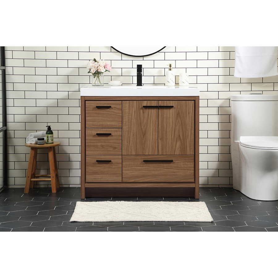 Elegant Bathroom Vanity - Walnut Brown, L 36" (VF46036WB)