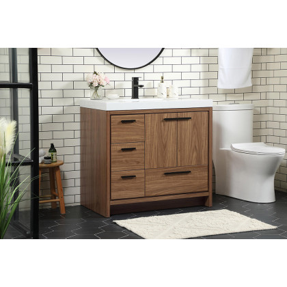 Elegant Bathroom Vanity - Walnut Brown, L 36" (VF46036WB)