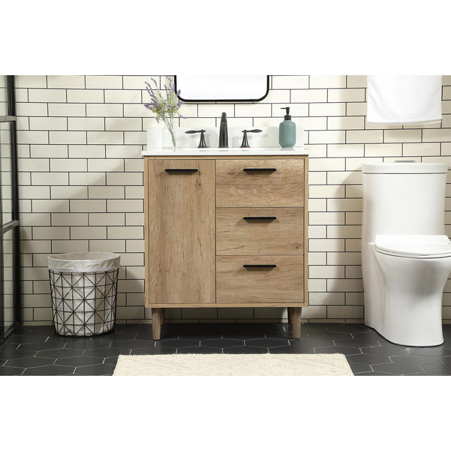 Elegant Bathroom Vanity - Natural Oak (VF47030NT-BS)