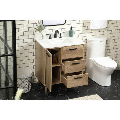 Elegant Bathroom Vanity - Natural Oak (VF47030NT-BS)