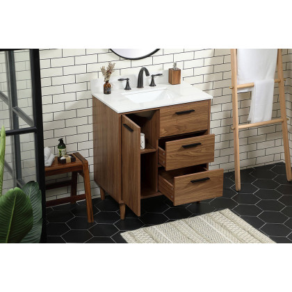 Elegant Bathroom Vanity - Walnut Brown (VF47030WB-BS)