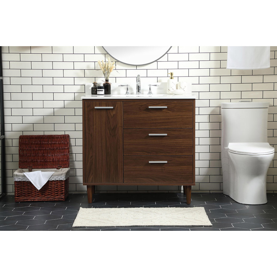 Elegant Bathroom Vanity - Walnut (VF47036MWT-BS)
