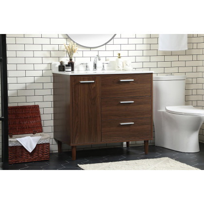 Elegant Bathroom Vanity - Walnut (VF47036MWT-BS)