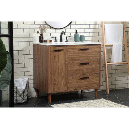 Elegant Bathroom Vanity - Walnut Brown (VF47036WB-BS)