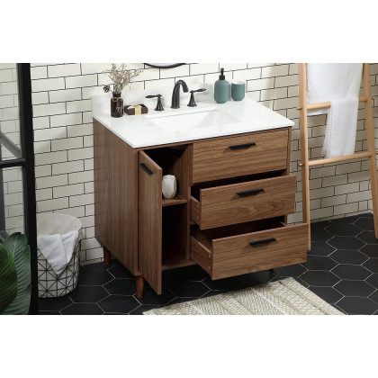 Elegant Bathroom Vanity - Walnut Brown (VF47036WB-BS)