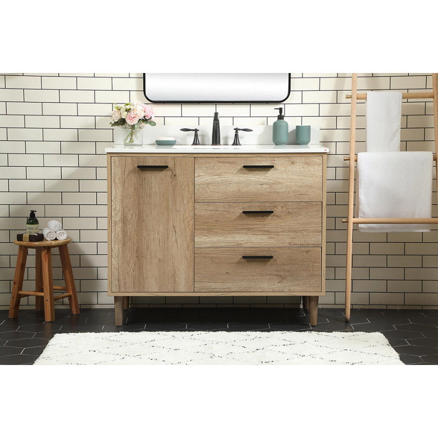 Elegant Bathroom Vanity - Natural Oak (VF47042NT-BS)