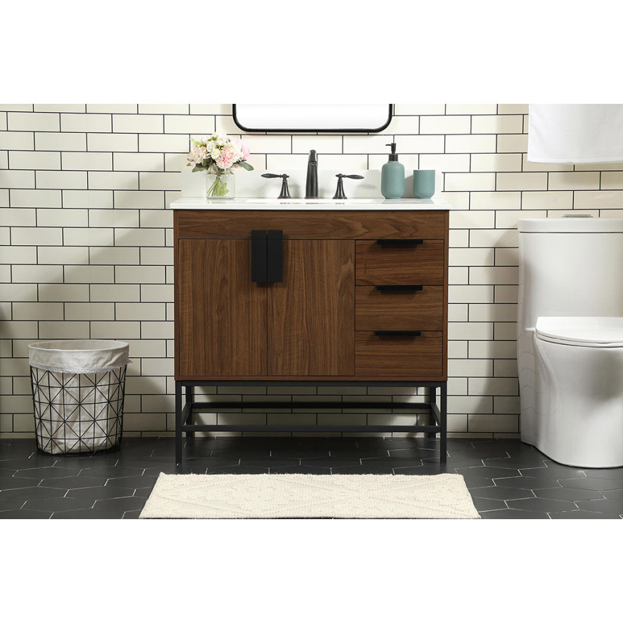 Elegant Bathroom Vanity - Walnut (VF48836MWT-BS)