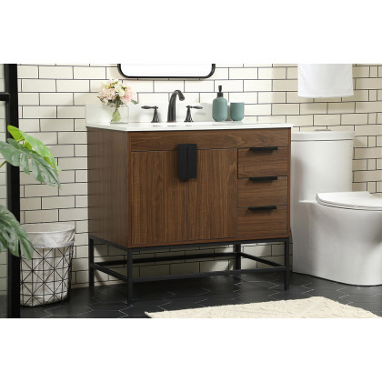 Elegant Bathroom Vanity - Walnut (VF48836MWT-BS)