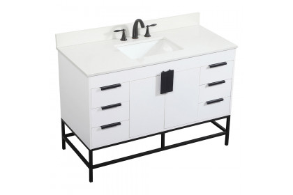 Elegant™ VF488W48MWH-BS Bathroom Vanity - White