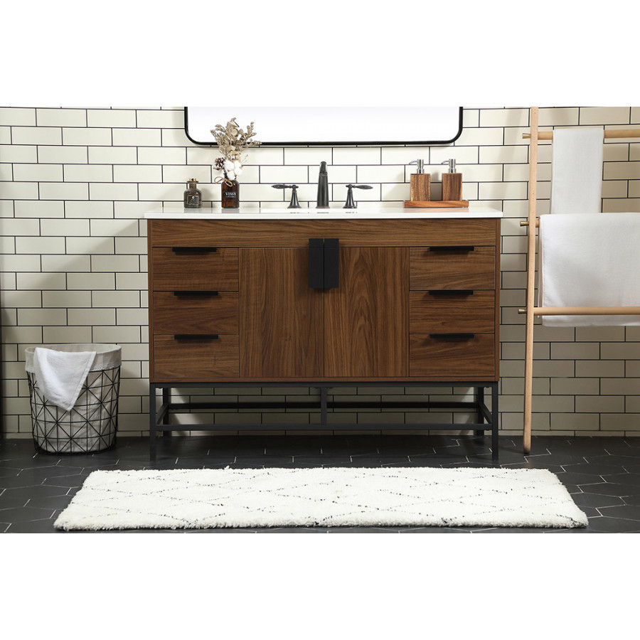 Elegant Bathroom Vanity - Walnut (VF488W48MWT)